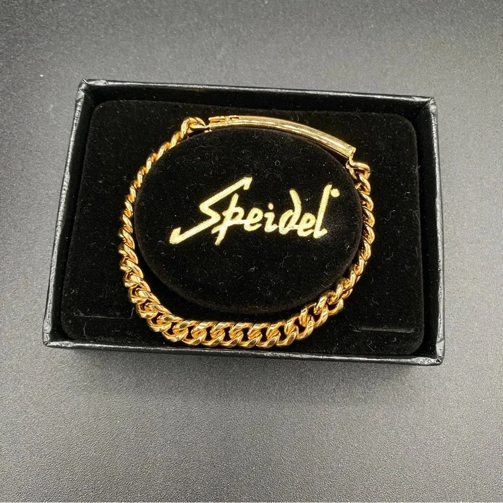 Speidel Gold Plated ID Bracelet Engraved Susie with Wide Cable Link Chain